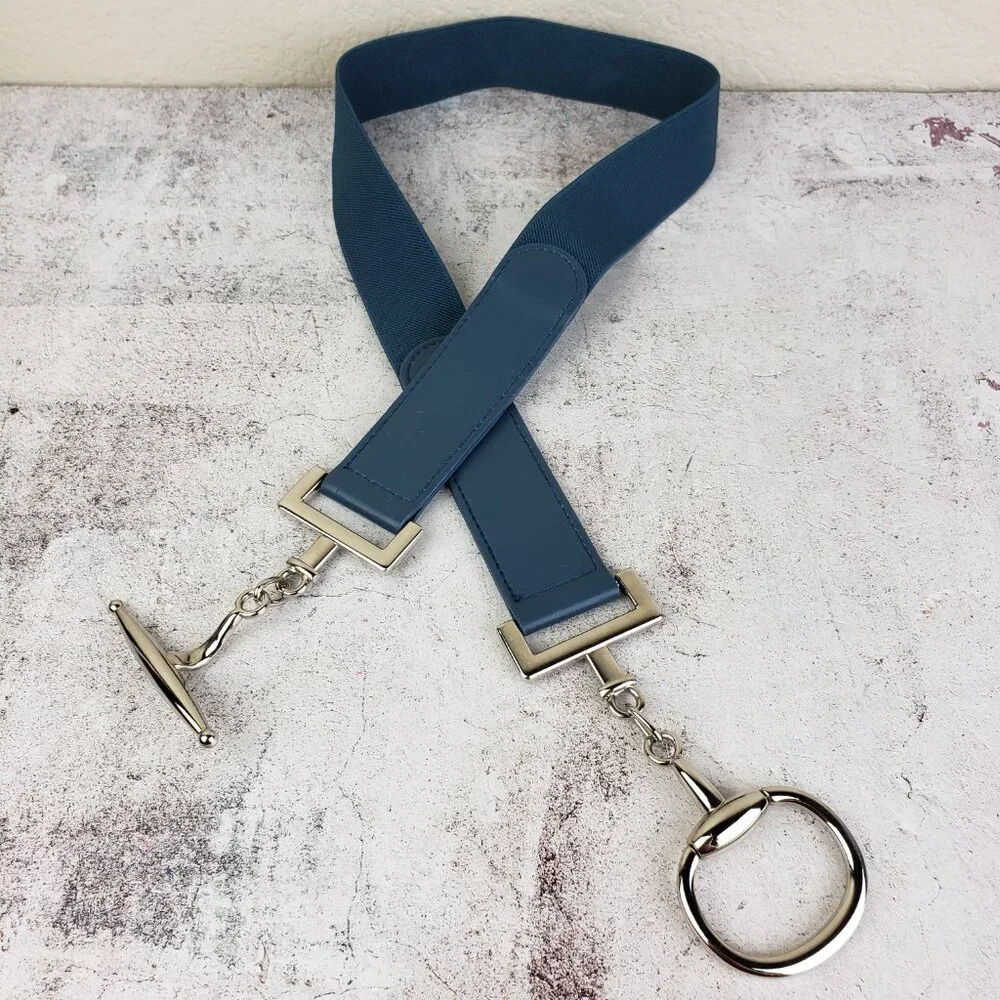 ARTIZAN by Robin Barre Belt Horsebit Toggle Buckle Vegan Leather Blue size M/L